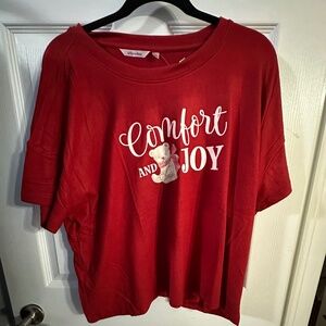 La Vie en Rose "Comfort and Joy" Red Graphic Tee with Teddy Bear - New with Tags